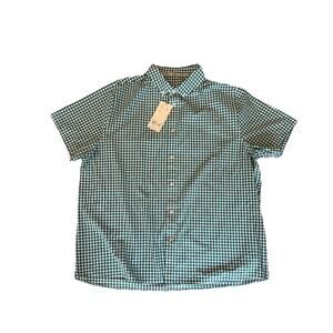 Walter Hagen Men’s XL Gingham Check Shirt Green White Short Sleeve NWT